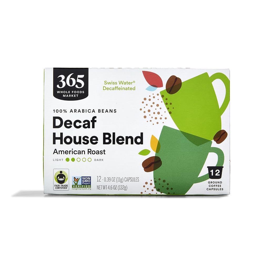 365 By Whole Foods Market, Coffee Decaf House Blend Amer Roast Pods 12 Count, 4.6 Ounce