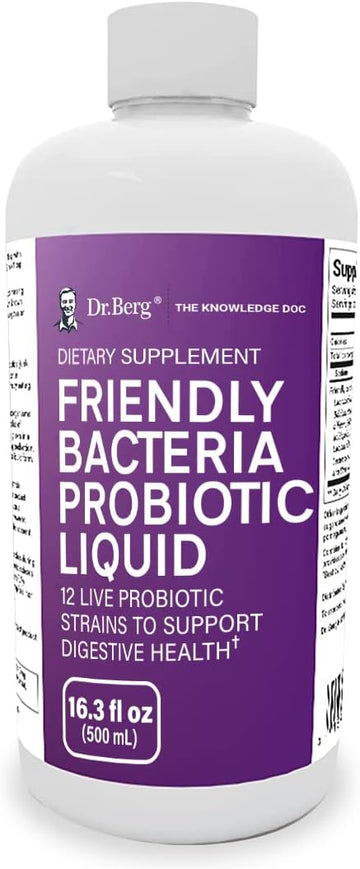 Dr. Berg's Friendly Probiotic Liq Supplement Drink Mix w/ 12 Live Probiotics Strains & Lactobacillus Acidophilus - Digestive Health, Immune System & Gut Support for Men Women & Kids -1 Month Supply