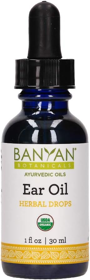 Banyan Botanicals Ear Oil – Organic Herbal Drops With Ashwagandha, Bilva & Garlic – Soothing And Comforting For The Ears –  – Non Gmo Sustainably Sourced No Sting