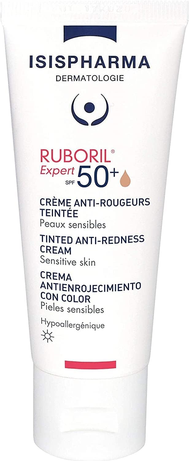 Isispharma Ruboril Expert 50+ - Spf Moisturizer Face - Tinted Spf Moisturizer For Face 40 Ml - Spf 50 Sunscreen For Sensitive Skin - Redness Skincare Uv And Blue Light Protection - Made In France
