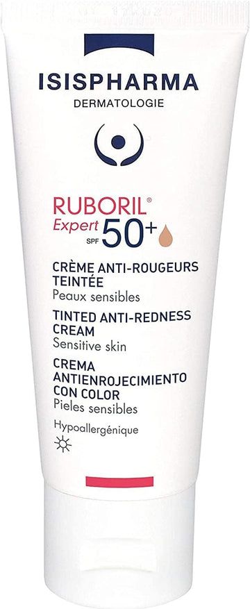 Isispharma Ruboril Expert 50+ - Spf Moisturizer Face - Tinted Spf Moisturizer For Face 40 Ml - Spf 50 Sunscreen For Sensitive Skin - Redness Skincare Uv And Blue Light Protection - Made In France