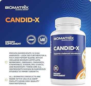 Biomatrix Candid-X Gut Cleanse With Berberine, Oregano, Sodium Caprylate, Chamomile, Ginger, Pau D'Arco, Digestive Supplement For Men And Women | 90 Capsules