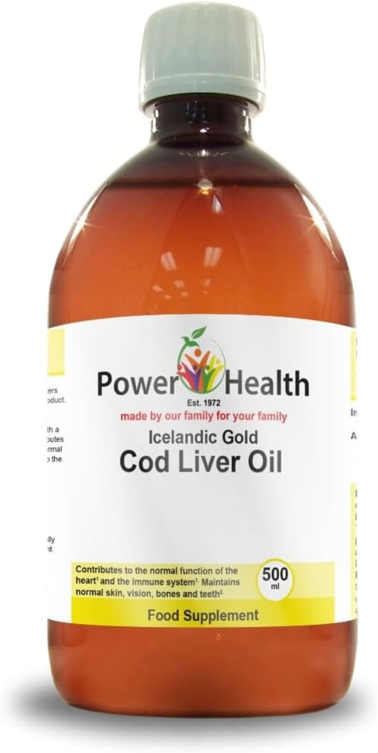 Icelandic Gold Cod Liver Oil Liquid By Power Health | 500Ml Of Premium Omega 3 Fish Oil With Vitamin A And D | Codliver Oil With Omega 3 Essential Fatty Acids, Including Epa And Dha