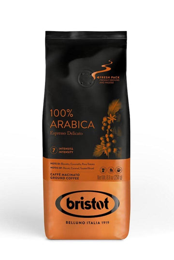 Bristot 100% Arabica Ground Coffee | Italian Espresso Ground Coffee | Medium Roast | 32 Bags