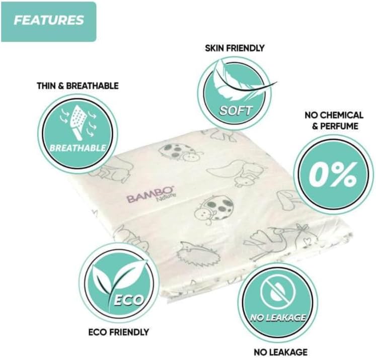 Bambo Nature Changing Mat: Bio-Based, Extra Soft, Ultra Absorbent, And Breathable - 20 Count