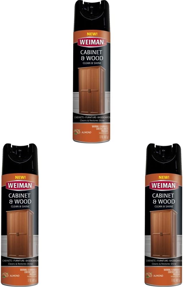 Weiman Cabinet & Furniture Polish - 17 Ounce - Aerosol Protect Clean Polish Wax Your Wood Tables Chairs Cabinets (Pack of 3) : Health & Household