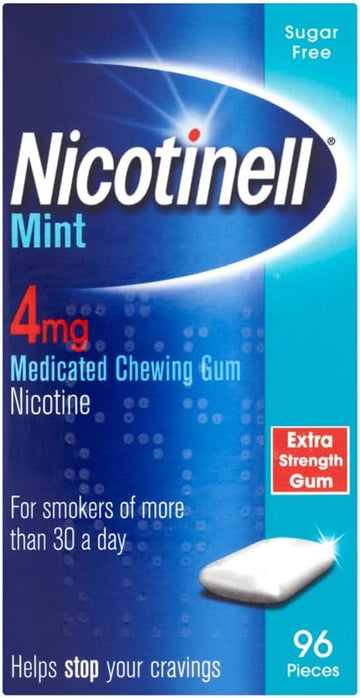 Nicotinell Nicotine Gum, Quit Smoking Aid, Mint Flavour, 4 Mg, 96 Pieces