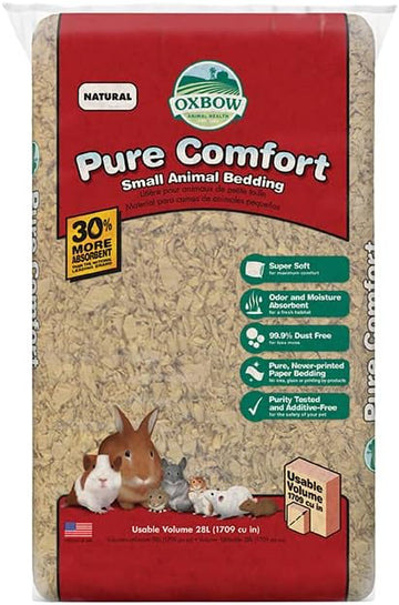 Oxbow Pure Comfort Small Animal Bedding - Odor & Moisture Absorbent, Dust-Free Bedding For Small Animals - Natural, 28 Liter Bag