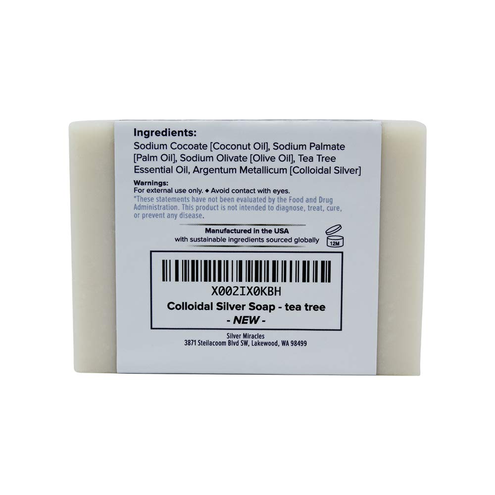 Silver Miracles Colloidal Silver Soap With Tea Tree Essential Oil