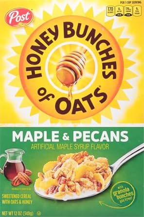 Honey Bunches of Oats Maple Pecan, Heart Healthy, Low Fat Cereal, made with Whole Grains, 12 Ounce