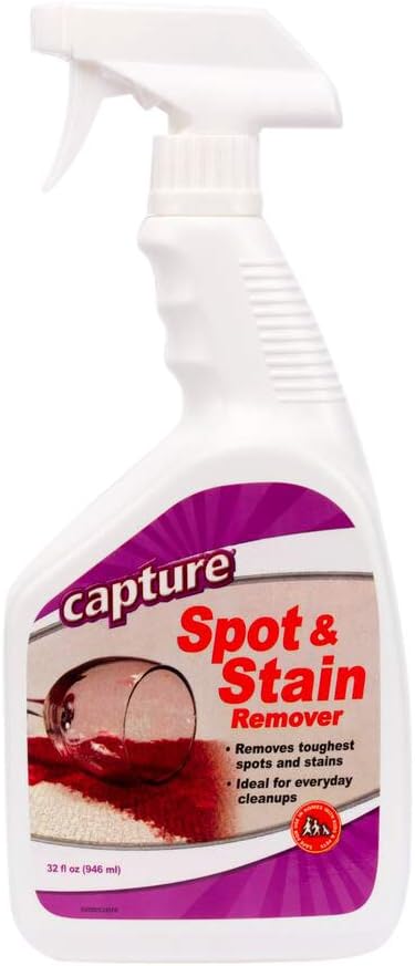 Capture Spot and Stain Remover Carpet - Dirt, Juice, Coffee, Wine, Food and Tough Rug Stains Eliminator - Couch, Sofa Cleaner and Stain Remover - Multi-Purpose Cleaning Essentials (32 oz)