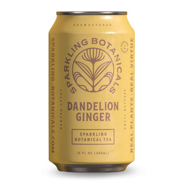 Rishi Tea Dandelion Ginger Sparkling Botanicals Sparkling Water - Organic, Unsweetened, Zero Added Sugar, Caffeinated, Craft-Brewed From Real Plants - 12 Oz (Pack Of 12)