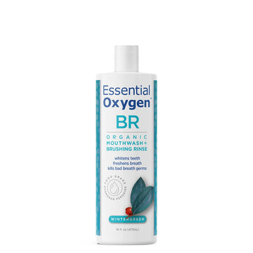 Essential Oxygen Certified Br Organic Brushing Rinse, All Natural Mouthwash For Whiter Teeth, Fresher Breath, And Happier Gums, Alcohol-Free Oral Care, Wintergreen, 16 Ounce