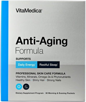 Vitamedica Anti-Aging Formula 4-In-1 Health And Beauty Supplement | Anti Aging Supplement For Women And Men | Healthy Hair, Skin, And Nails | Natural Energy & Restful Sleep | 30 Am & Pm Packets