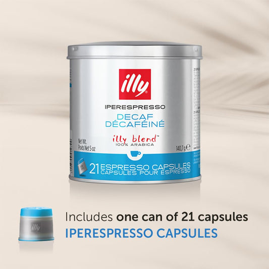 illy Coffee iperEspresso Capsules - Single-Serve Coffee Capsules & Pods - Single Origin Coffee Pods – Classico Decaf Roast with Notes of Caramel - For iperEspresso Capsule Machines – 21 Count