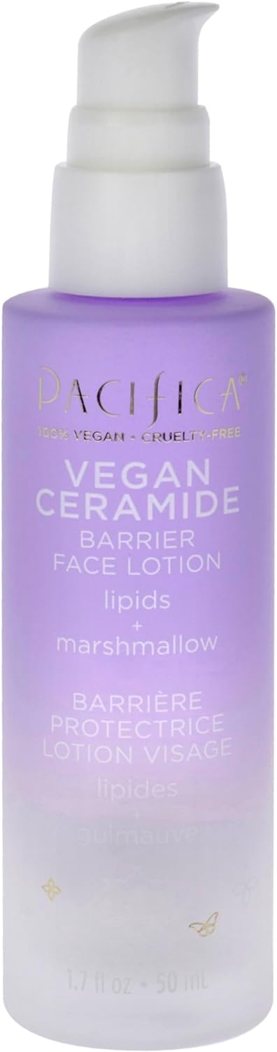 Pacifica Beauty, Vegan Ceramide Barrier Repair Face Lotion, Hydrating, Lightweight Moisturizer, For Dry Skin, Dermatologist Tested, Safe for Sensitive Skin, Fragrance Free, 100% Vegan + Cruelty Free