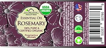 US Organic 100% Pure Rosemary Essential Oil, USDA Certified Organic 100% Pure, Steam Distilled, for Hair Growth, Scalp, Face, Skin, and Aromatherapy (Size Variations Available) (10 ml)