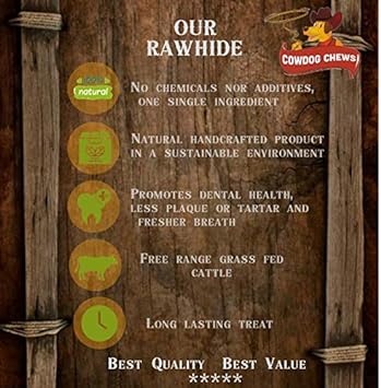 Cowdog Chews Natural Rawhide Chips – Premium Long-Lasting Dog Treats with Thick Cut Beef Hides, (1Lb) : Pet Supplies