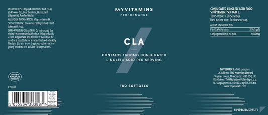 Myprotein Cla Capsules | 1000Mg Omega-6 Fatty Acid From Safflower Oil | 80% Conjugated Linoleic Acid | Popular Training & Weight Management Supplement | Convenient Softgel Capsules | 180 Count