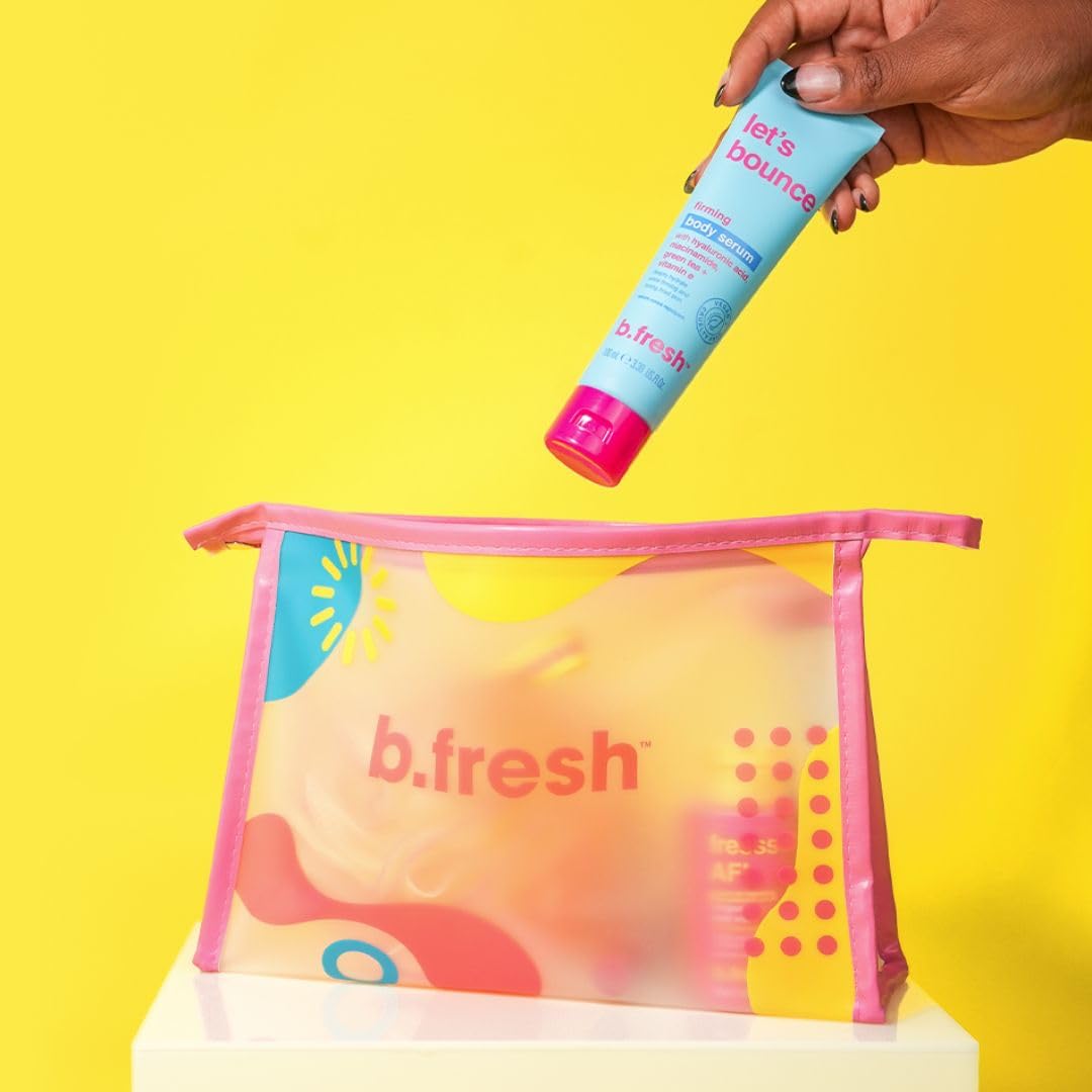 b.fresh Bodycare Gift Set | Fressssh All Over - Self Care Kit Includes Travel Size Body Wash, Firming Body Serum, and Full Size Exfoliating Loofah with Hydrating Lip Serum : Beauty & Personal Care