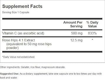 Swanson Vitamin C with Rose Hips 500 Milligrams 400 Capsules