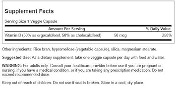 Swanson Vitamin D Complex With Vitamins D2 & D3 - Complete Sunshine Vitamin Complex For Bone, Dental & Immune Health - Vitamin Supplement (50 Mcg, 60 Veggie Capsules)