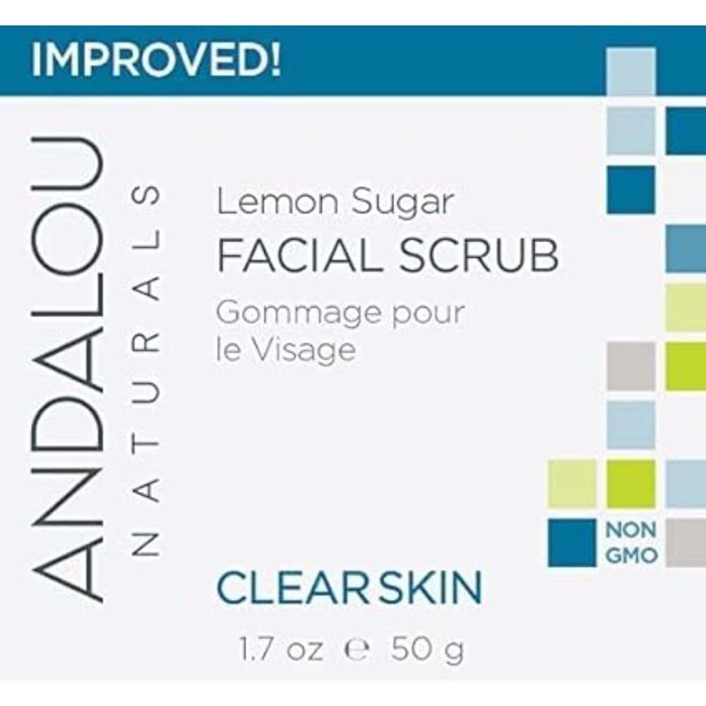 Andalou Naturals Lemon Sugar Facial Scrub, 1.7 oz., Gently Exfoliates and Cleanses for a Clearer, Brighter, and Balanced Looking Complexion, with Meyer Lemons and Manuka Honey : Beauty & Personal Care