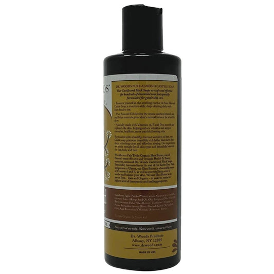 Dr. Woods Almond Liquid Castile Soap - Castile Soap With Pure Almond Oil, Body Wash For Men And Women, Contains Organic Shea Butter, Natural Cleaner For Face, Hands, And Body - 8 Fl Oz