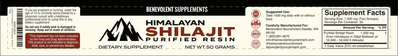 Pure Himalayan Shilajit Resin 1500Mg | 40% Fulvic Acid (Maximum Potency) | Natural Shilajit For Men & Women With 85+ Trace Minerals Supplement For Energy & Performance | Non Gmo | 50 Grams