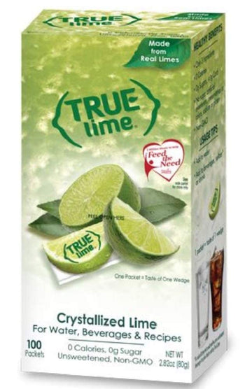 True Lime Water Enhancer, Bulk Dispenser Pack (100 Packets), 0 Calorie Drink Mix Packets For Water, Sugar Free Lime Flavoring Powder Packets, Water Flavor Packets Made With Real Limes