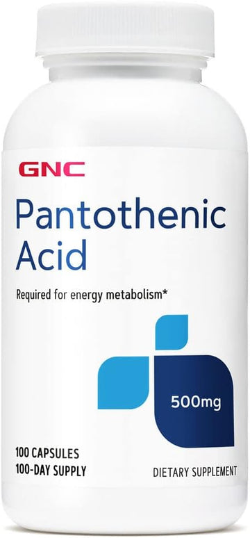 Gnc Pantothenic Acid 500Mg, 100 Capsules, Supports In Energy Metabolism