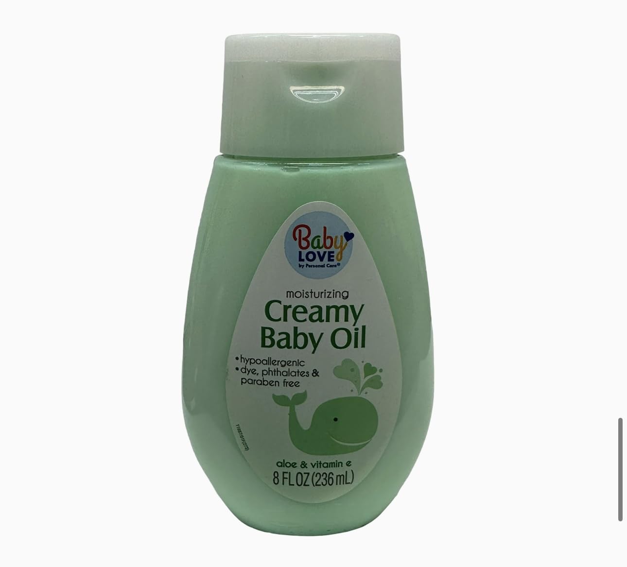 Moisture Rich Creamy Baby Oil- Vitamin E & Aloe- 8oz