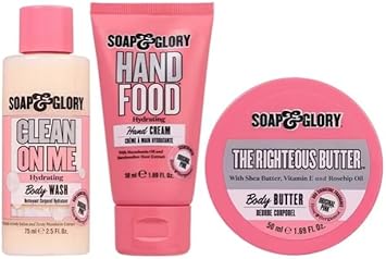 Soap & Glory Pink Gloriously 3 Piece Gift Set, 1 X 75 Ml Hand Food, 1 X 50 Ml Hand Food, 1 X 100 G Body Butter