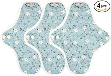 hannahPAD Organic Reusable Washable Sanitary Cloth Pads (3 Pantyliners, Edelweiss Blue)