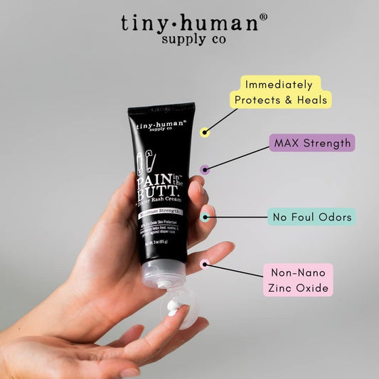 Pain In The Butt Max Diaper Rash Cream, 3Oz, 40% Zinc Oxide, 1-Pack, Natural Ingredients, Petrolatum Free, Soothing, Rapid Relief And Protection For Baby