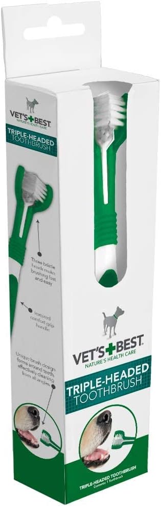 Vet's Best Triple Headed Toothbrush for Dogs - Teeth Cleaning and Fresh Breath?80363-6p