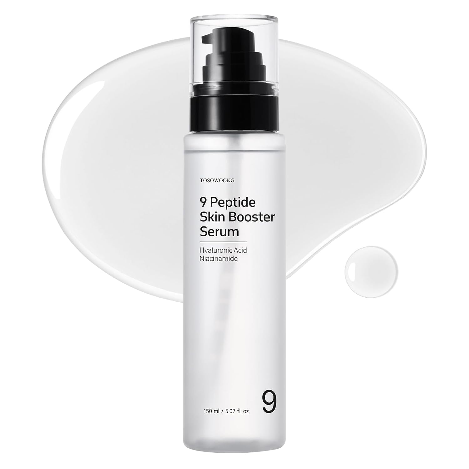 9 Peptide Skin Booster Serum, Niacinamide & Hyaluronic Acid Skin Renewal Boosting Facial Essence For All Skin Types, Korean Skin Care, Paraben Free, 150Ml, 5.07 Fl.Oz