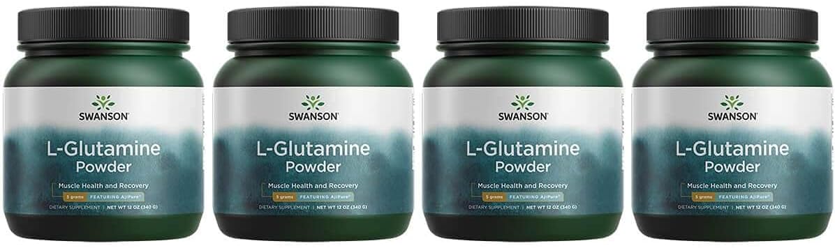 Swanson Amino Acid Ajipure L-Glutamine Powder 12 Ounce (340 G) Pwdr (4 Pack)