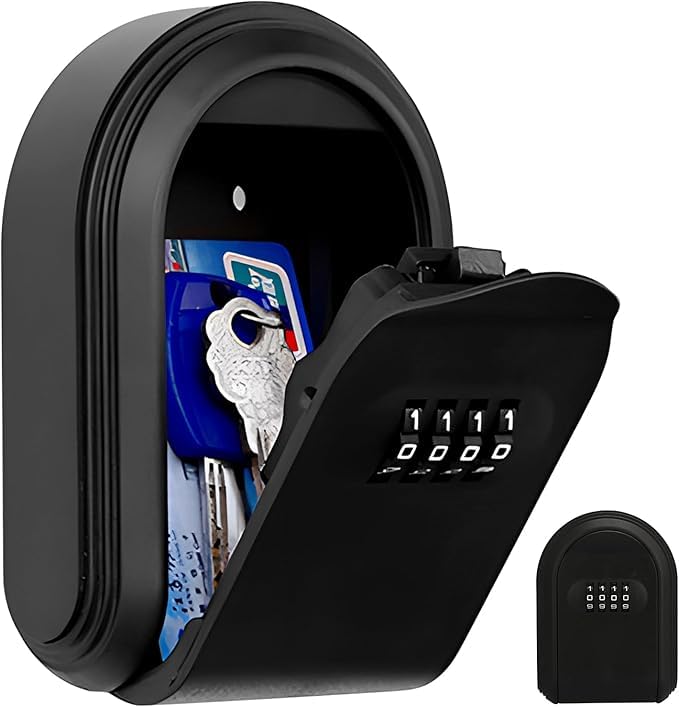 Key LockBox Wall Mount, Keylock Box,4 Digit Code Combination Lockbox for Keys Outside Resettable, Thickened Plastic Portable Security Key Safe Lock Box for Indoor, Home, Office, Apartment