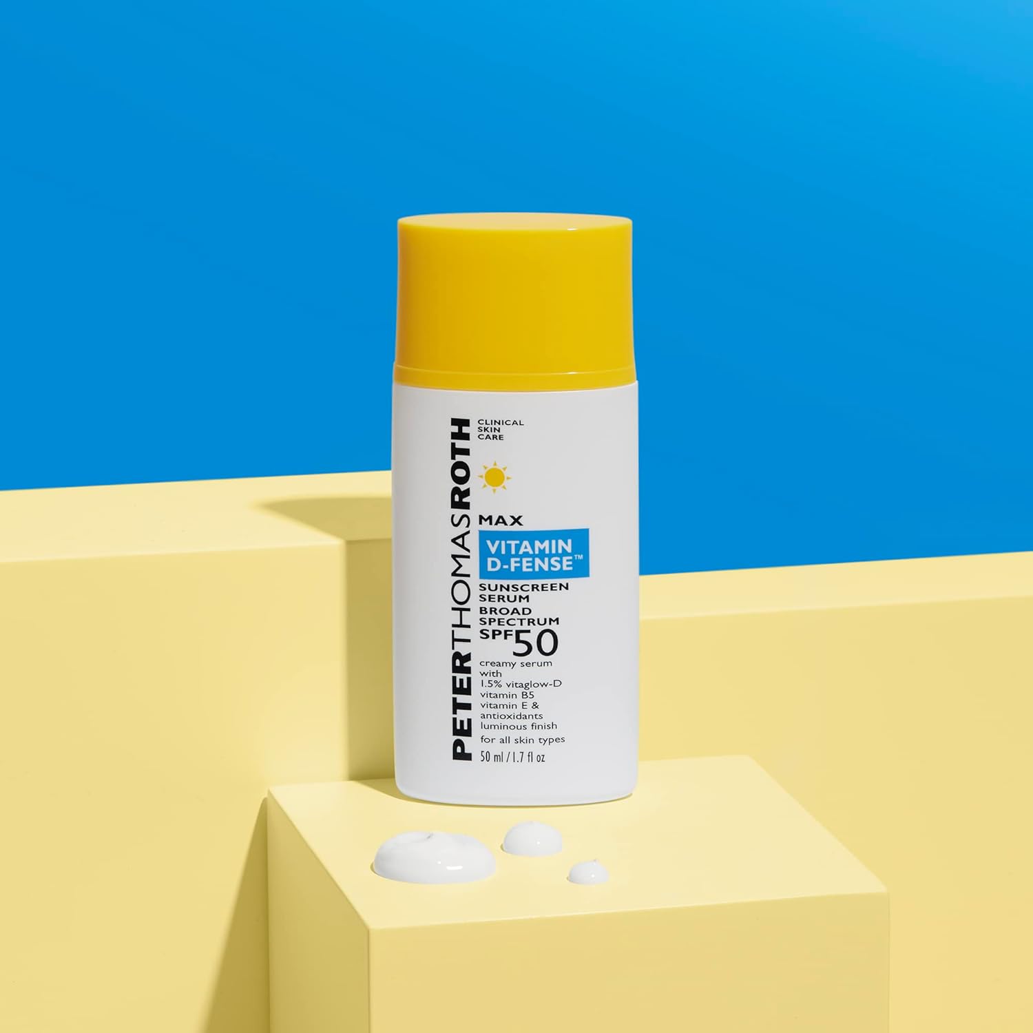 Peter Thomas Roth | Max Vitamin D-Fense Sunscreen Serum Broad Spectrum SPF 50, Sunscreen Serum For Face, SPF Moisturizer : Beauty & Personal Care