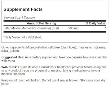 Swanson Full Spectrum Bitter Melon (Momordica) 500 Milligrams 60 Capsules