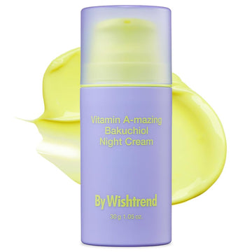 By Wishtrend Vitamin A-Mazing Bakuchiol Retinal Night Cream, Retinol Alternative, Slow Aging, Skin Smoothing, Pore Refining, Anti-Wrinkle, Sensitive Skin 1.05 Oz