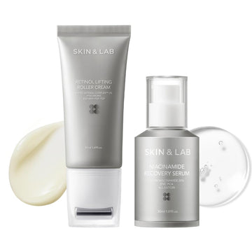 Skin&Lab Wrinkle And Pore Care Skincare Set: Includes Retinol Roller Cream And Niacinamide Serum