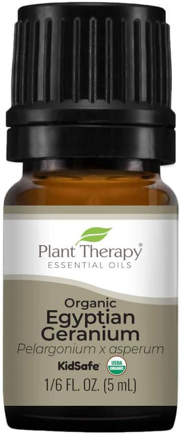 Plant Therapy Organic Egyptian Geranium Essential Oil 100% Pure, Usda Certified Organic, Undiluted, Natural Aromatherapy, Therapeutic Grade 5 Ml (1/6 Oz)