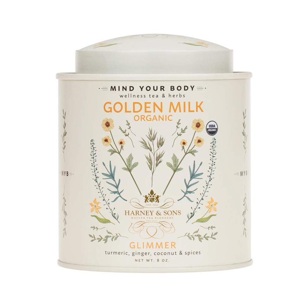 Harney & Sons Golden Milk Powder, Turmeric, Ginger, Coconut & Spices, 8 Oz Tin