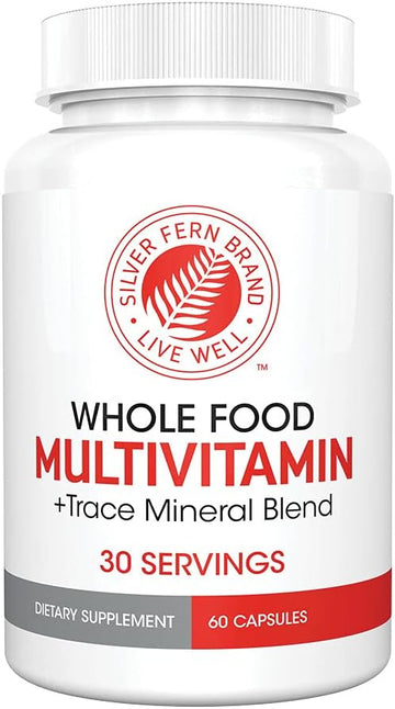 Silver Fern Whole Food Daily Multi Vitamin W/Trace Mineral Blend Supplement - 2 Bottles - 60 Vegicaps Each - 60 Day Supply - Natural, Non-Gmo, Vegan, Multivitamin For Men & Women - Zero Synthetics