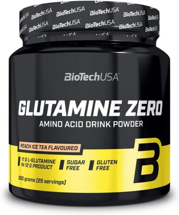 Bio Tech Usa Glutamine Zero Supplement, 300 G, Peach Ice Tea