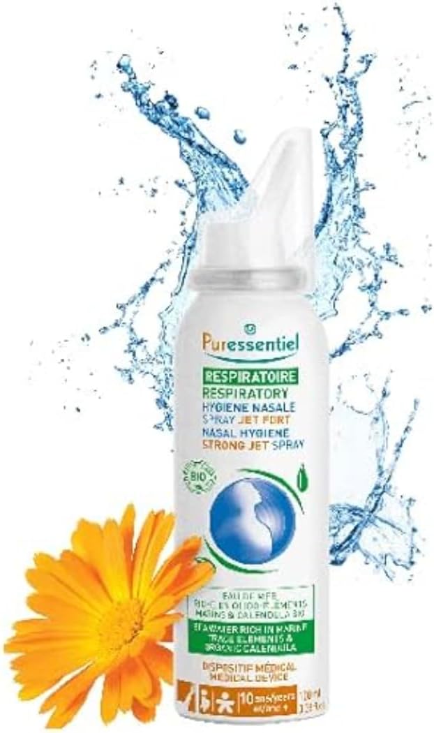 Puressentiel Respiratory Nasal Hygiene Strong Jet Spray 100 Ml – Ultra Effective Spray For Blocked Nose - 100% Natural Formula - Sea Water & Organic Calendula