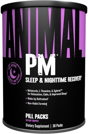 Animal Pm - Zinc, Magnesium, Vitamin B6, Gaba + Akg, Immune And Recovery Complex, Sleep & Relaxation, Night Time Anabolic Stack Supply Pills, 30 Count