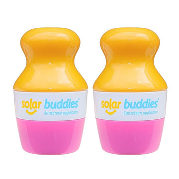 Duo Pink Pack Of Solar Buddies Refillable Roll On Sponge Applicator For Kids, Adults, Families, Travel Size Holds 100ml Travel Friendly for Sunscreen, Suncream and Lotions : Beauty & Personal Care